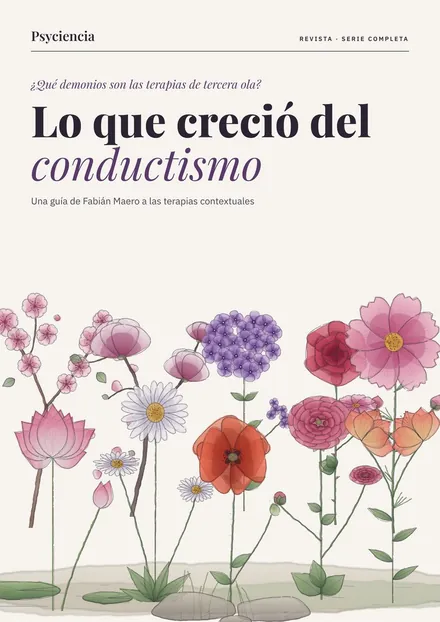 Portada de la revista Lo que creció del conductismo, con las diez flores de la serie