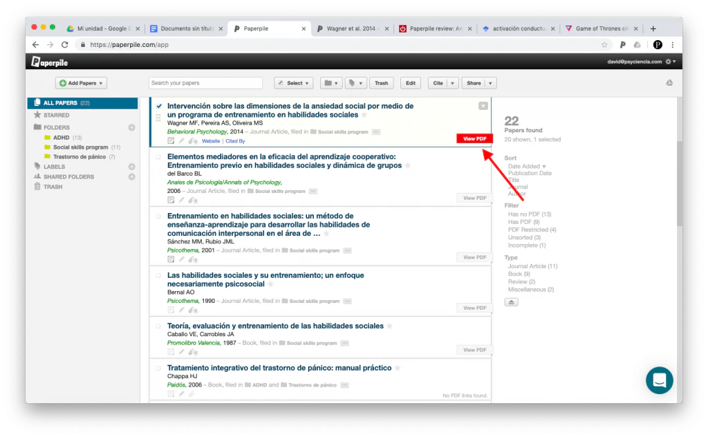 Paperpile descargó automáticamente la investigación en formato PDF desde Research Gate.